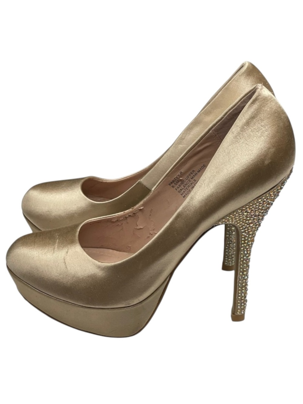 Steve Madden ☀︎︎ Partyy-R Glitter Crystal Platform Stilettos Pumps ☀︎︎ Champagne - Picture 6 of 16